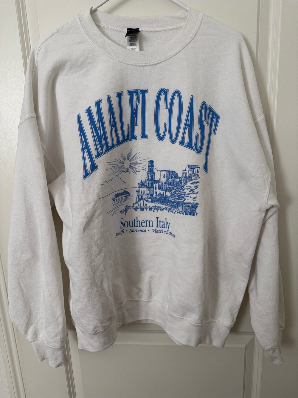 Amalfi Coast Graphic White Crewneck Sweatshirt